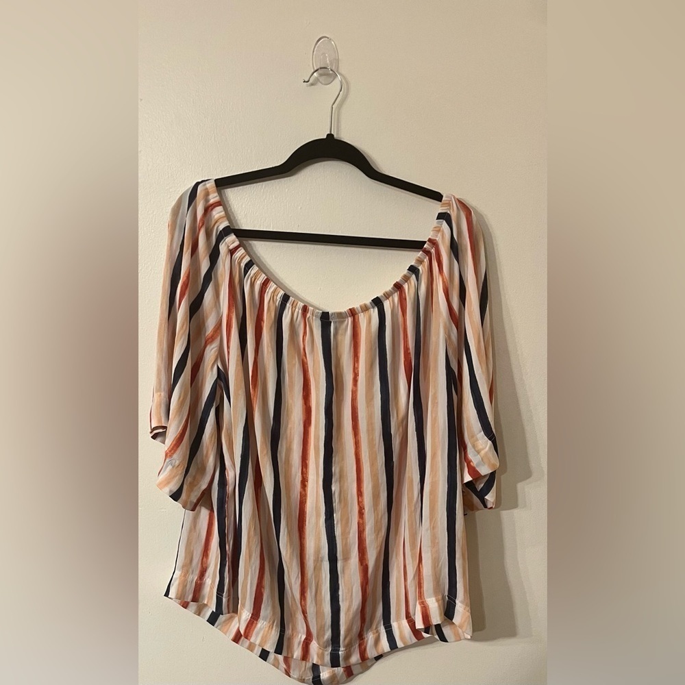 Lane Bryant Stripe‎ Off Shoulder Blouse Size 22/24